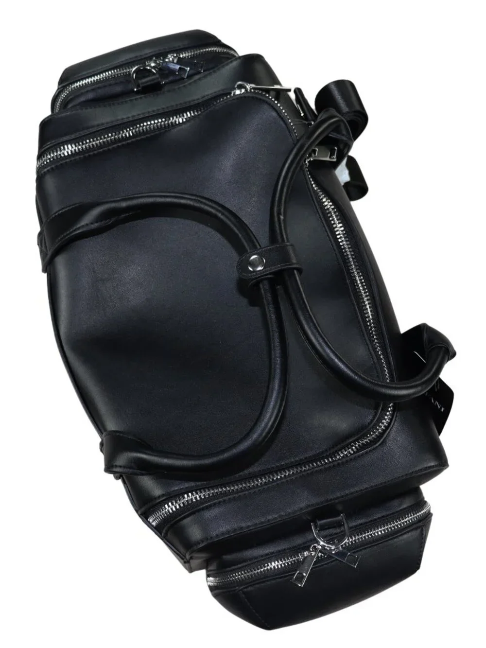 Alfani Faux Leather Multi-Pocket Zippered Duffle Bag Shoulder Strap & Handle NWT